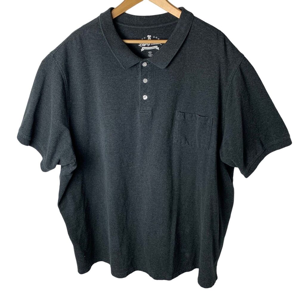 Liberty Blues Polo Shirt Mens 5XLT Big 5XL Tall Pocket Short Sleeve Dark Grey